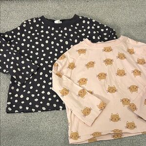 Hanna andersson cat polka dot long sleeve boxy shirts 6-7 size 120 cm stain